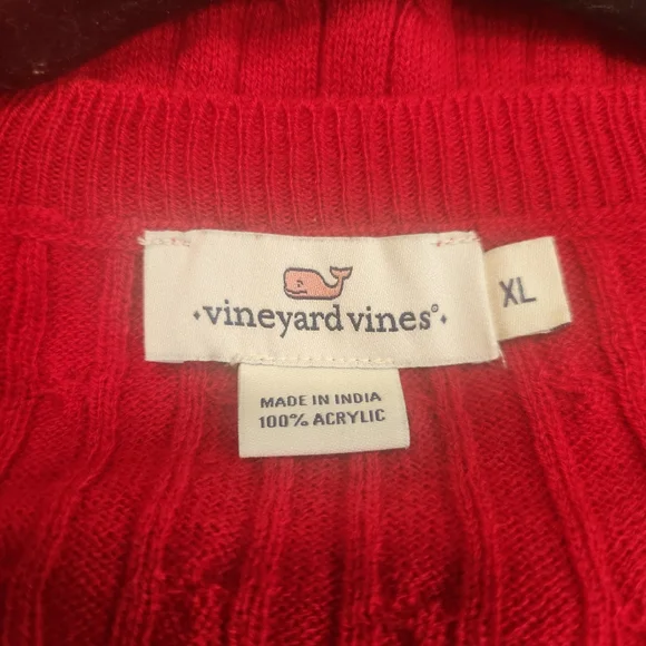 Women's Vinyard Vines Crew Neck Cable Knit Plaid Cuffed Sweater Size XL - Picture 4 of 4
